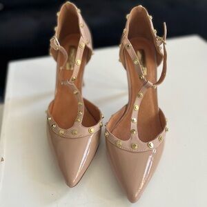 Elegant Nude Studded Women's Heels